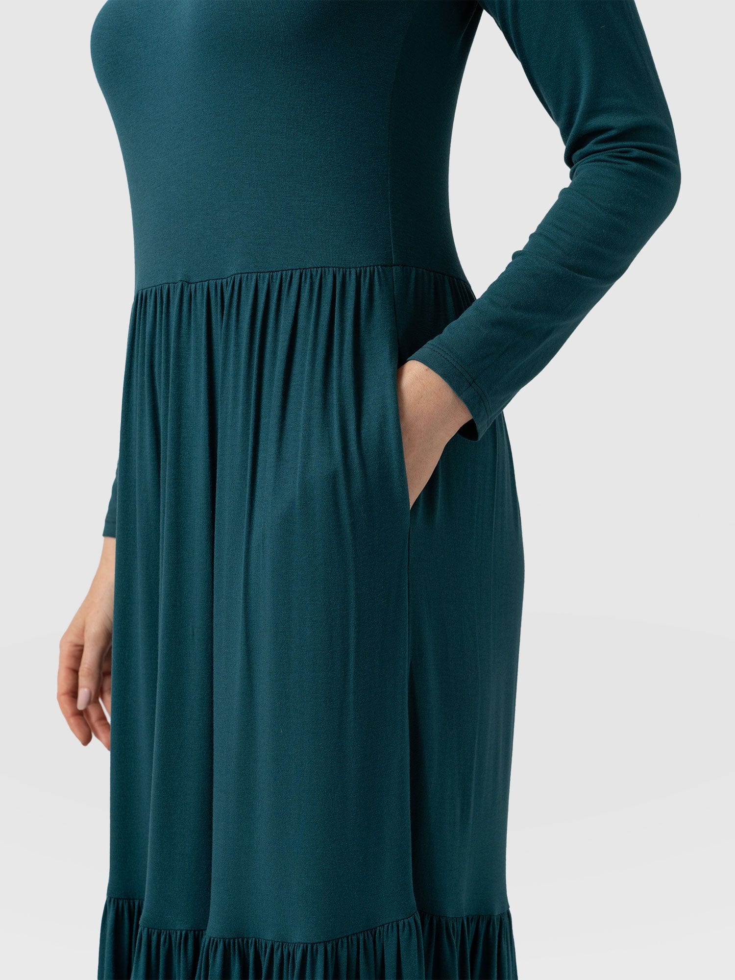 Greenwich Dress Long Sleeve - Deep Green